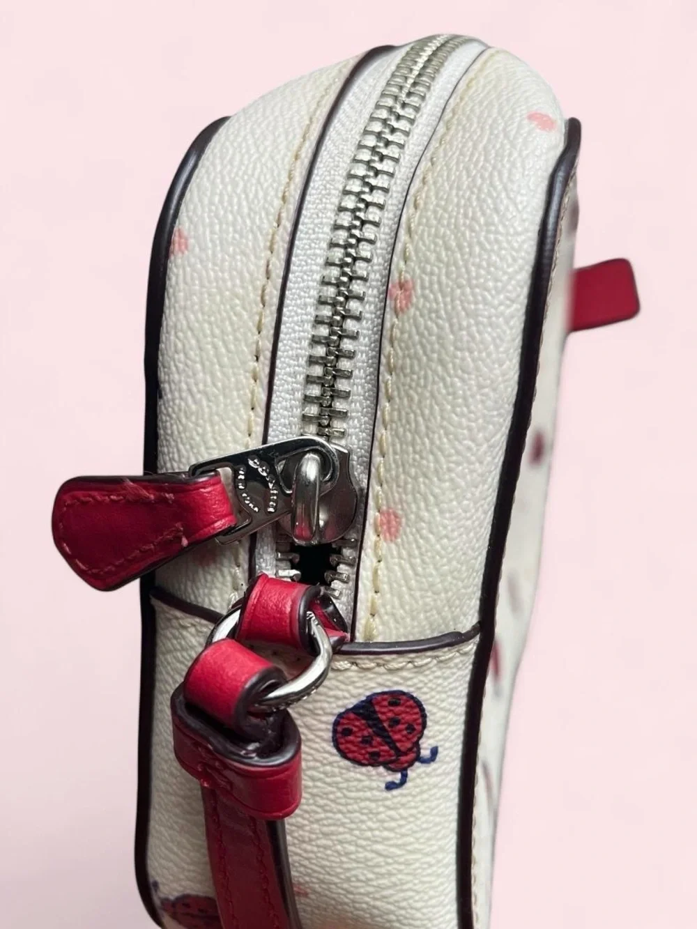 Coach White Canvas Ladybug Camera Crossbody Bag Coquette Limited Edition Cutesy